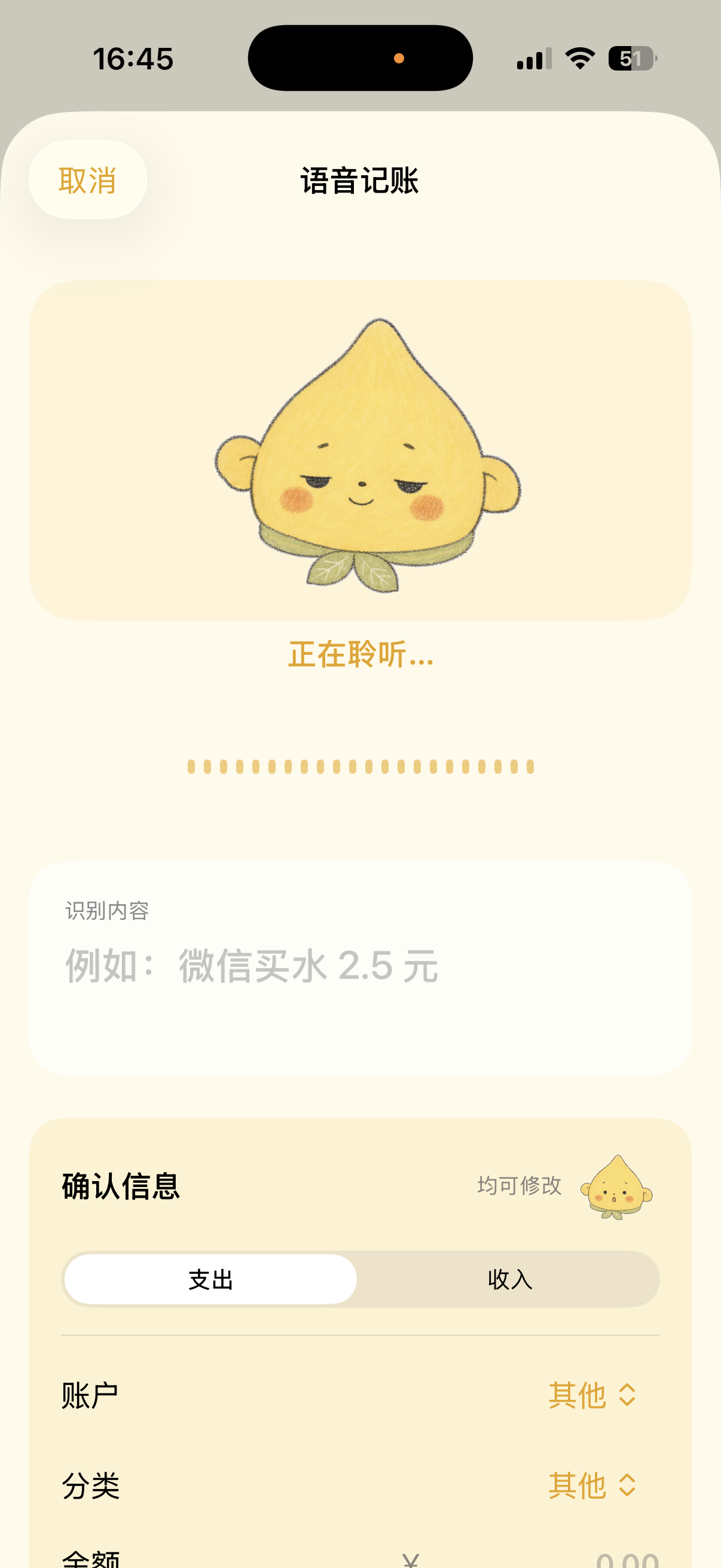 随口记语音记账界面